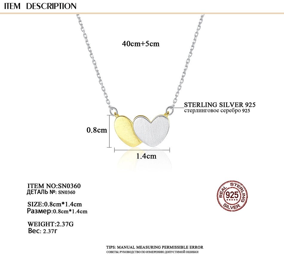 Drop Necklace with Chain and Charm Heart-to-Heart for Women