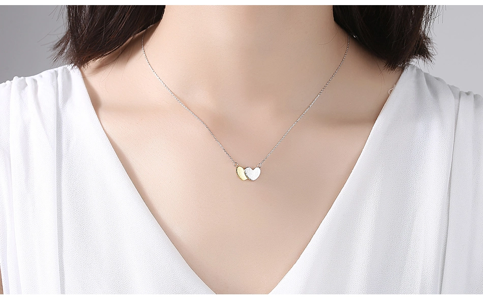 Drop Necklace with Chain and Charm Heart-to-Heart for Women