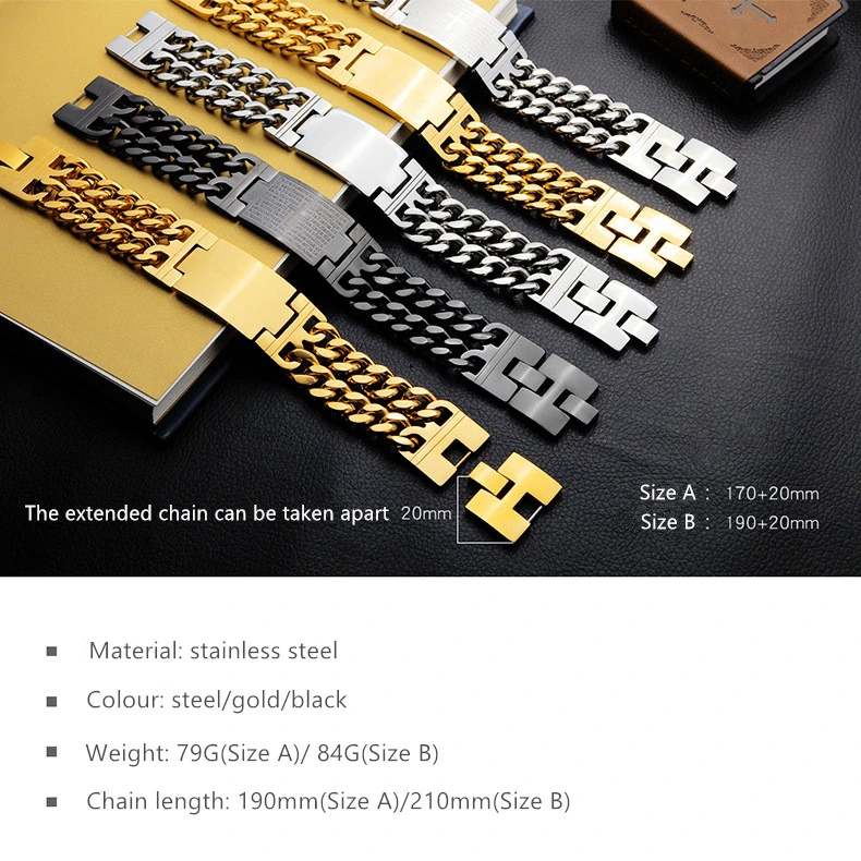 Stainless Steel Men′s Link Bracelets Boy′s Fashion