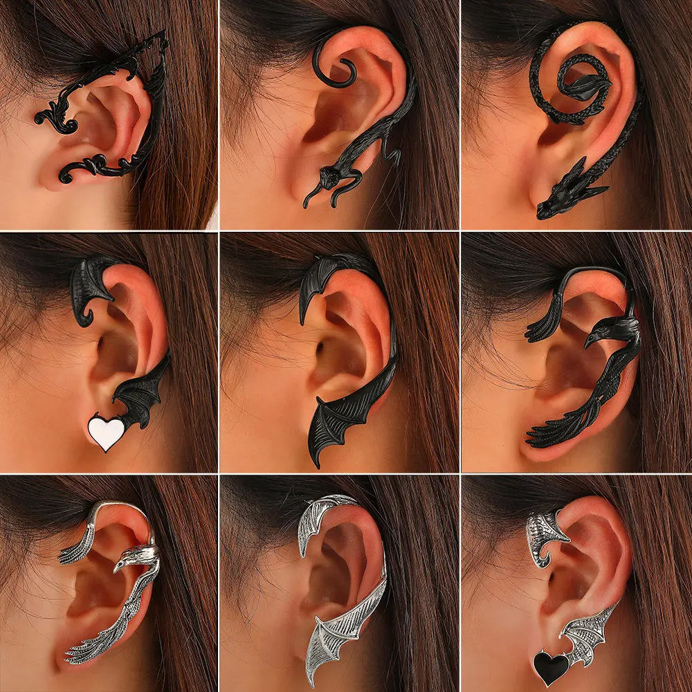 1PC Retro Punk Elf Flying Dragon Ear Cuff Non-Piercing Cartilage Clip Earrings