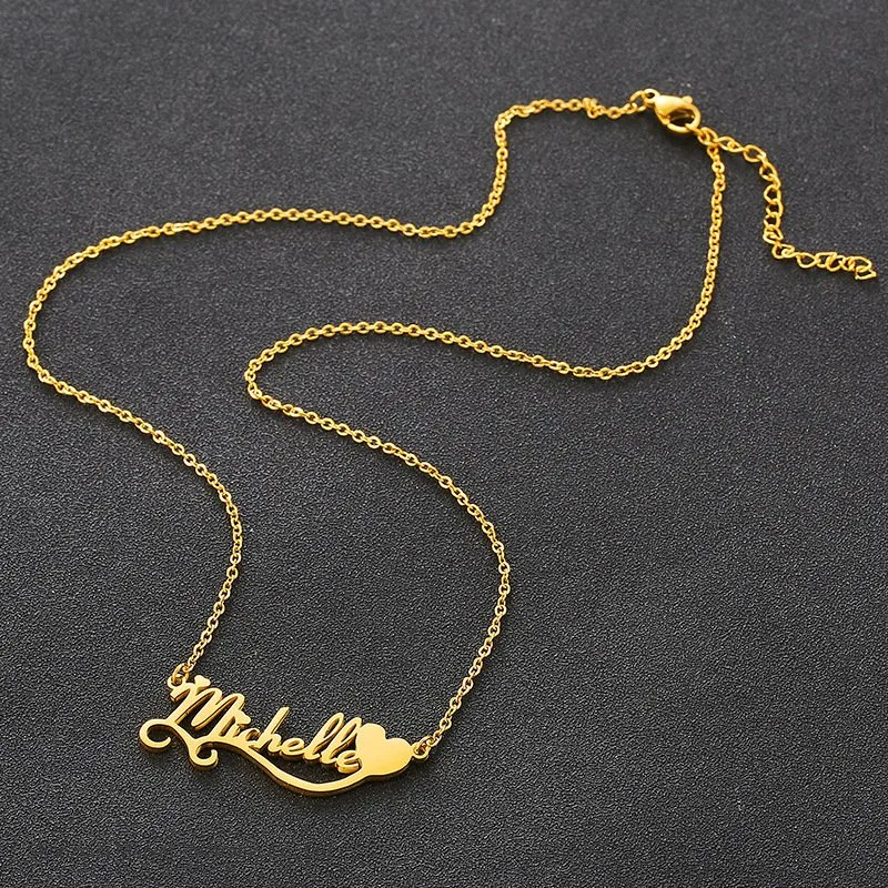 Stainless Steel Gold Plated Jewelry Personalized Nameplate Custom Name Necklace