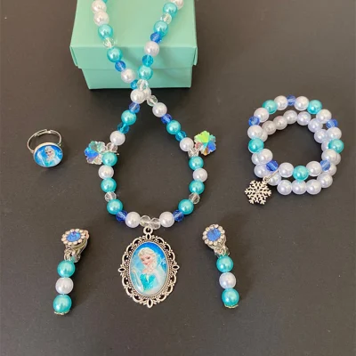 Set di gioielli di moda per bambini, collana di perle Disney