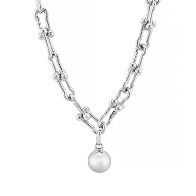 Collana con perla singola con pendente Collane in platino da donna 86g