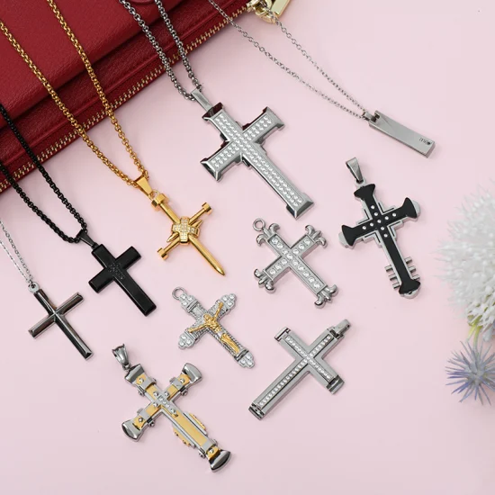 Ciondolo croce di gioielli religiosi in acciaio inossidabile