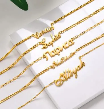 Collana con targhetta personalizzata per gioielli placcati in oro in acciaio inossidabile con nome personalizzato