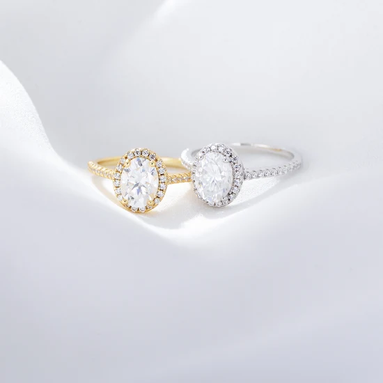 Anelli di fidanzamento in argento sterling 925 con diamanti zirconi placcati oro 14 carati di lusso per le donne
