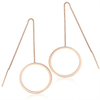 Orecchini a cerchio pendenti in oro con nappe alla moda Marlary disegna orecchini a cerchio in acciaio inossidabile in oro rosa