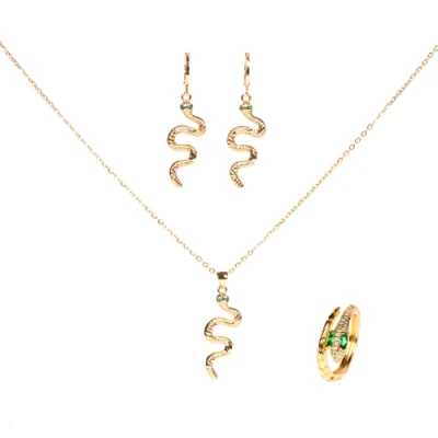 Set di gioielli con ciondolo serpente con zirconi cubici placcati oro Fashion18K