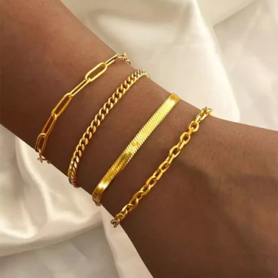 Bracciale color oro Bracciale a catena cubana twist in acciaio inossidabile per bracciale a catena da donna Regali di gioielli Dropshipping all'ingrosso
