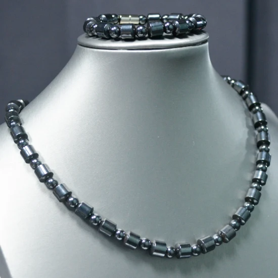 50% di sconto sul set di gioielli con collana di perline di ematite alla moda con magnete per la cura della salute del corpo (CF-HTN-005)