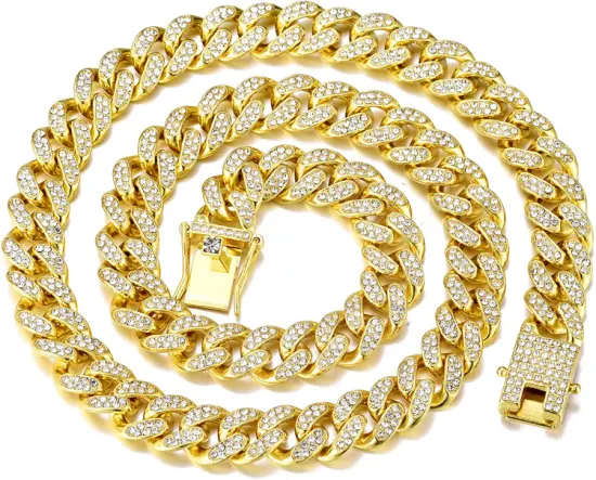 2022 Nuova catena a maglia cubana Hip Hop Catena in acciaio inossidabile con taglio a diamante in oro 18 carati per uomo da gioielli Hip Hop Gioielli di moda / gioielli