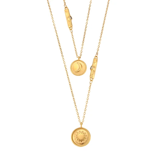 Set di gioielli di moda personalizzati in fabbrica nella moda di vendita calda semplici gioielli personalizzati con ciondolo set di collane con magnete sole luna in acciaio inossidabile da donna