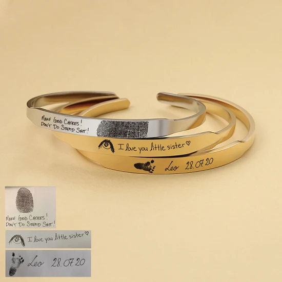 Braccialetti e braccialetti personalizzati all'ingrosso di titanio delle donne degli uomini di modo che dropshipping