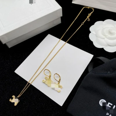 Set di orecchini di collana di gioielli di stilista in acciaio inossidabile Gg Cc Set di gioielli